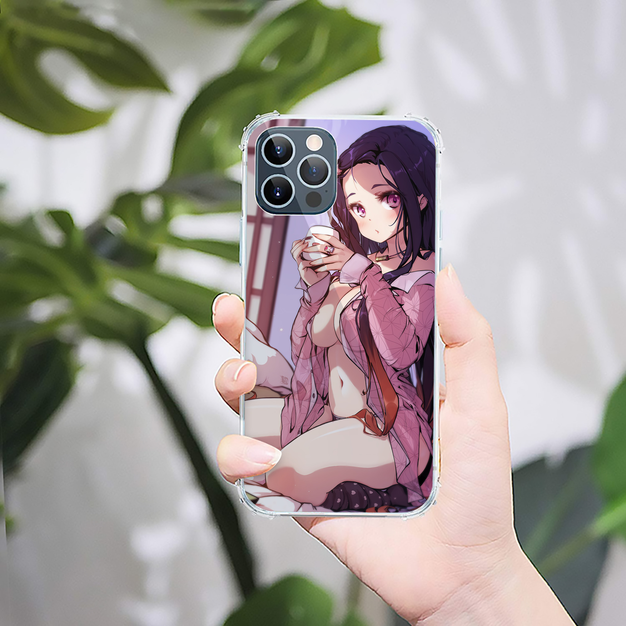 （画像用） 鬼滅の刃（きめつのやいば）竈門 禰󠄀豆子／かまど ねずこ Kamado Nezuko 【iPhone 12シリーズ対応】透明スマホケース（クリアソフトケース）